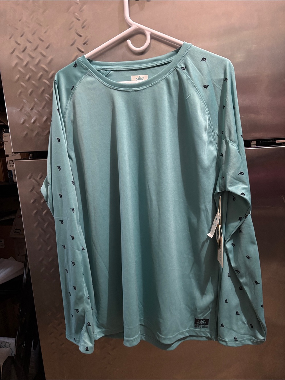 Men's Long-Sleeve Performance swim  Shirt - Light Teal UV protection